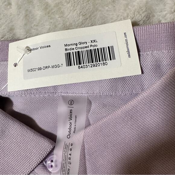 Outdoor Voices Size XXL Lavender Birdie Crop Polo Shirt NWT Yoga Golf Top - Picture 4 of 11